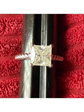 Sterling Silver Square Clear Stone Ring